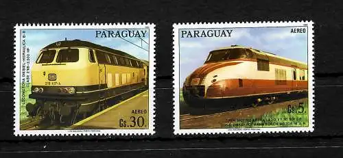 Paraguay: 2x Briefmarken mit Eisenbahnen/Lokomotiven, postfrisch #4025-26