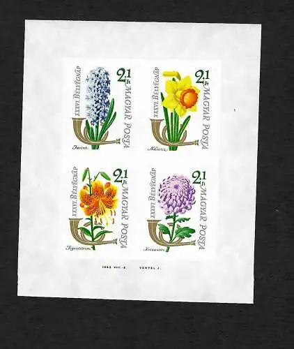 Tag der Briefmarke, Blumenmotive, ungezähnt, #1971-74, Block 39B