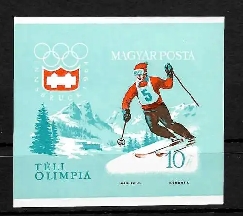 Olympische Winterspiele Garmisch 1964, ungezähnt, #1999, Block 40B