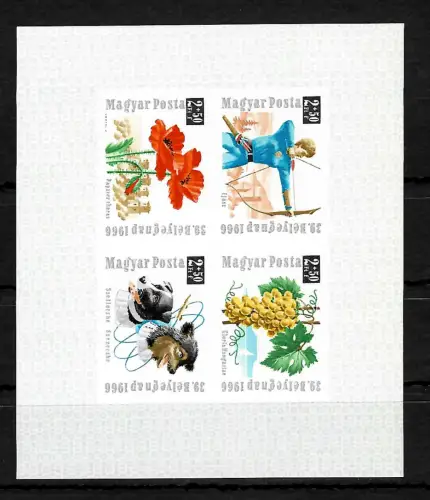 Tag der Briefmarke 1966, Budapest,  ungezähnt, Block 55B