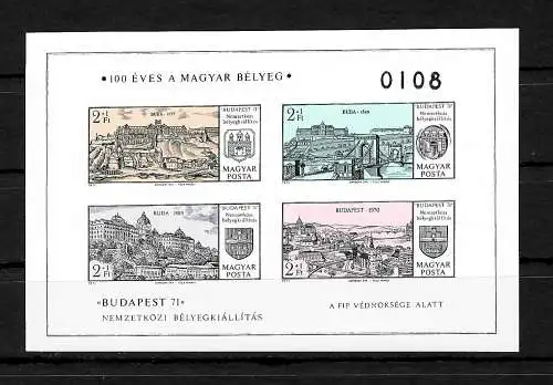 Briefmarkenausstellung Budapest 71, ungezähnt, Block 79B