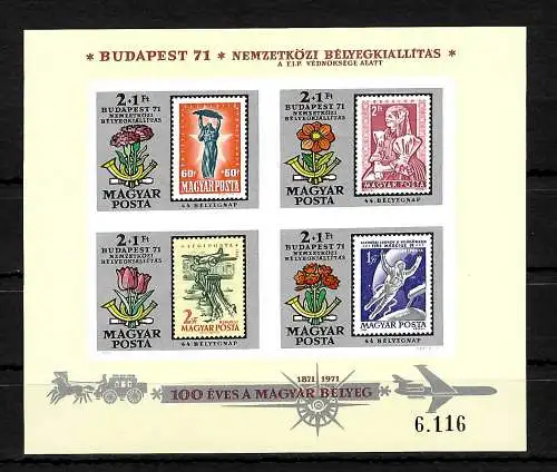 Briefmarkenausstellung Budapest 71, ungezähnt, Block 83B