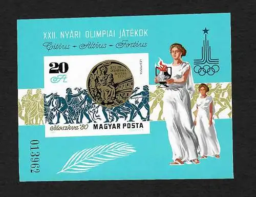 Olympiade 1980 Moskau, Medailliengewinner, ungezähnt, Block 145B