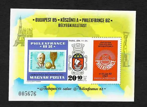 Internationale Briefmarkenausstellung PHILEXFRANCE 1982 ungezähnt, Block 157B