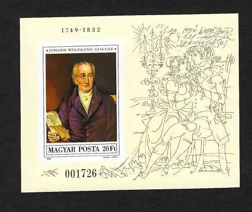 150. Todestag von Johann Wolfgang Goethe, 1982 ungezähnt, Block 161B