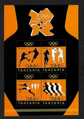 Tansania: Olympische Spiele 2012, London, Block mnh