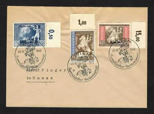 DR: Europäischer Postkongress, Wien 1942, kompl. Satz mit Sonderstempel