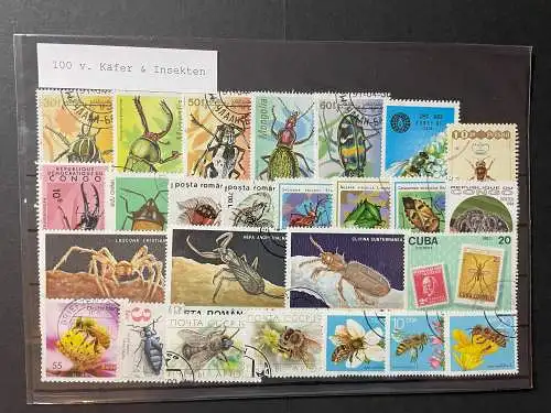 100 verschiedene Käfer und Insekten, 100 different stamps with beetle