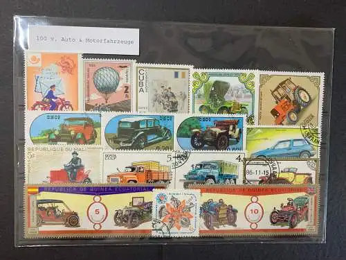 100 verschiedene Auto Briefmarken, 100 different car stamps