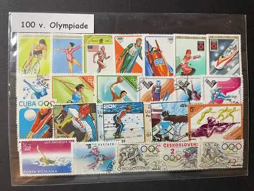 100 verschiedene Olympiade Briefmarken, 100 different Olympic games stamps