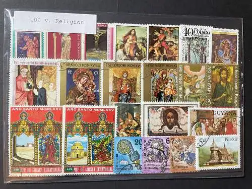 100 different stamps of Religion, alle Welt - Religion