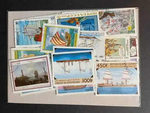 25 verschiedene Segelschiffe Briefmarken, 25 different sailing ships stamps