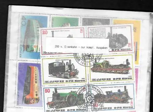 200 verschiedene Eisenbahn Briefmarken, 200 different train stamps