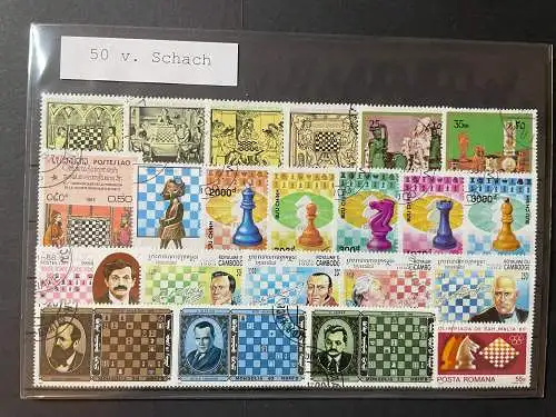 50 verschiedene Schach Briefmarken 50 different chess stamps