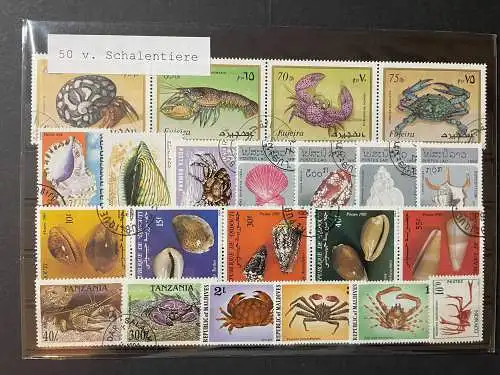 50 verschiedene Schalentiere Briefmarken 50 different Shellfish stamps