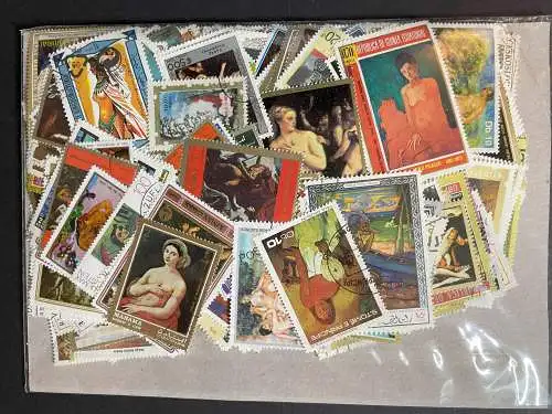 500 verschiedene Akt-Gemälde Briefmarken, 500 different nude painting stamps