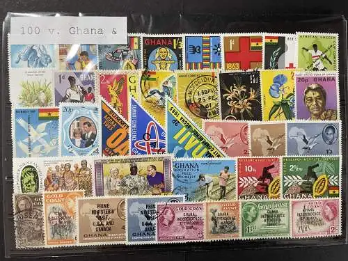 100 verschiedene Briefmarken Ghana, 100 different Ghana