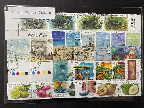 50 verschiedene Briefmarken Kokos Inseln, 50 different Cocos Island stamps