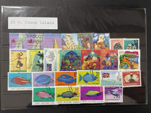 25 verschiedene Briefmarken Kokos Inseln, 25 different Cocos Island stamps