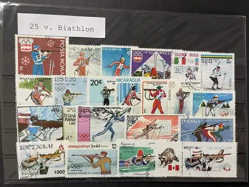 25 verschiedene Briefmarken Biathlon, 25 different biathlon stamps