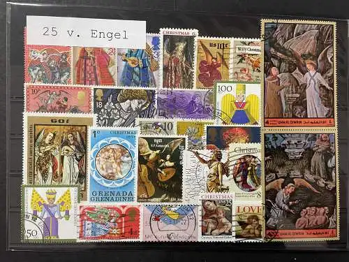 25 verschiedene Briefmarken Engel, 25 different angel stamps