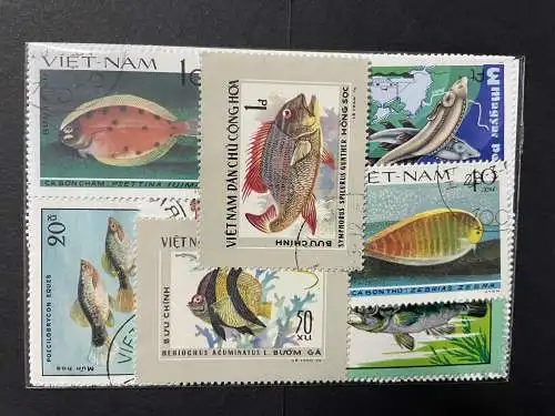 25 verschiedene Fische Briefmarken, 25 different fish stamps