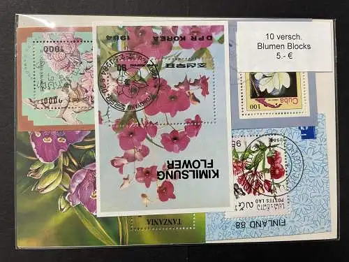 10 verschiedene Blumen Blocks Briefmarken, 10 different flower bloc stamps