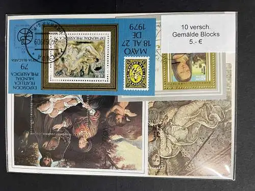 10 verschiedene Gemälde Blocks Briefmarken, 10 different painting bloc stamps