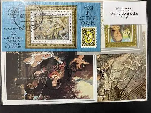 10 verschiedene Gemälde Blocks Briefmarken, 10 different painting bloc stamps