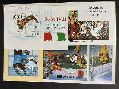 10 verschiedene Fussball Blocks Briefmarken, 10 different soccer bloc stamps