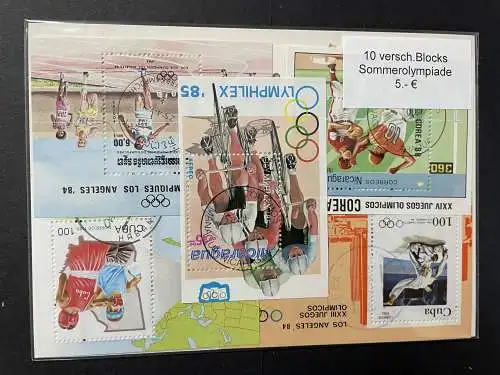 10 verschiedene Olypmiade Blocks Briefmarken, 10 different olympic games blocs