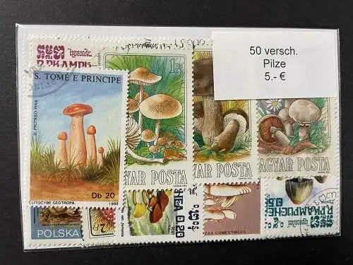 50 verschiedene Pilze Briefmarken, 50 different mushroom stamps