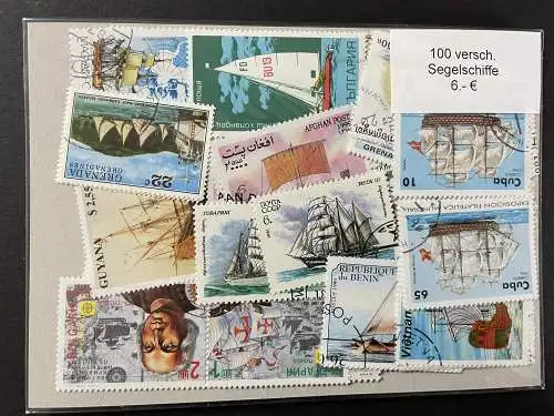 100 verschiedene Segelschiffe Briefmarken, 100 different sailing ships stamps