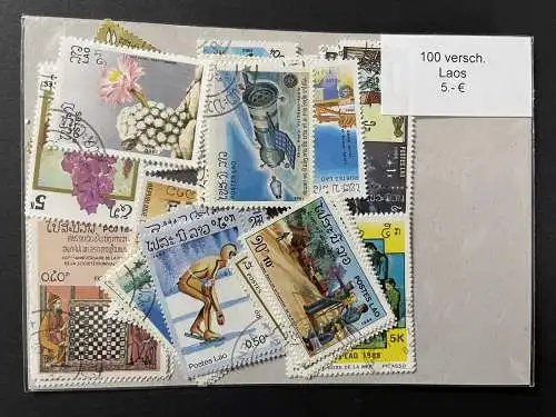 100 verschiedene Laos Briefmarken, 100 different Laos stamps