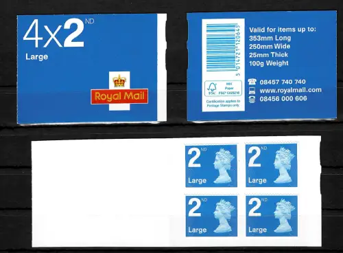 GB: Markenheftchen 4x2, postfrisch, Booklet 2nd, Large