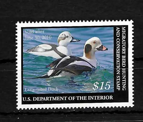 USA: Migratory Bird Hunting and Conservation Stamp, Department of Interior. Duck