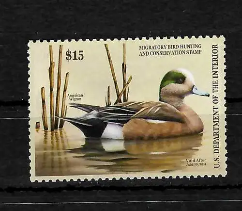 USA Migratory Bird Hunting and Conservation Stamp, Department of Interior Wigeon