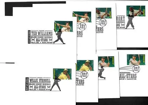 USA: Baseball All Stars, 8x FDC, Dimaggio, Doby, Stargell, Williams, Stargell