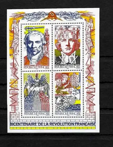 Frankreich: 200. Jahrestag der Französischen Revolution #2803-2806, Block #10