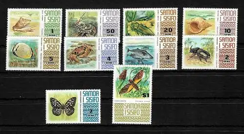 Samoa: Tiere: Krabbe, Muschel, Käfer, Schmetterling, ... #262-271