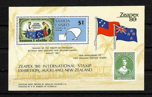 Samoa: Briefmarken Ausstellung ZEAPEX'80 New Zealand,   #435, Block #22