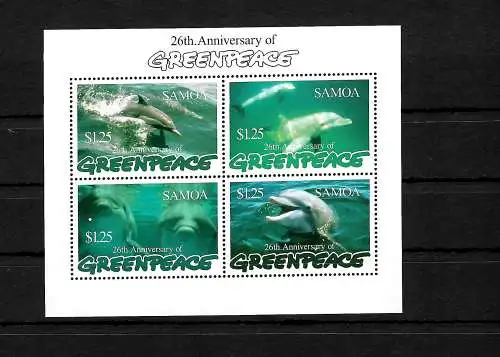 Samoa: 25 Jahre Greenpeace, Umweltschutz,   #864-867,  Block #62