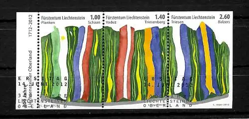 Liechtenstein: 300 Jahre Liechtensteiner Oberland #1625-1627, gestempelt