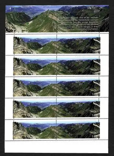 Liechtenstein: Panorama Briefmarken #1631-1632, postfrisch, Kleinbogen