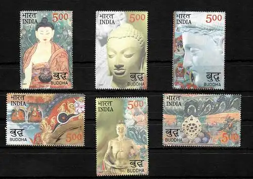 Inde: MiN° 2203-2208 Statues, Religion, Bouddha 2550 years