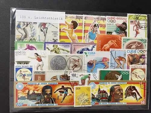 100 verschiedene Leichtathletik Briefmarken 100 different athletics stamps