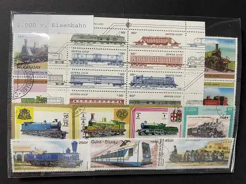 1000 différents chemins de fer timbres 1000 different train stamps