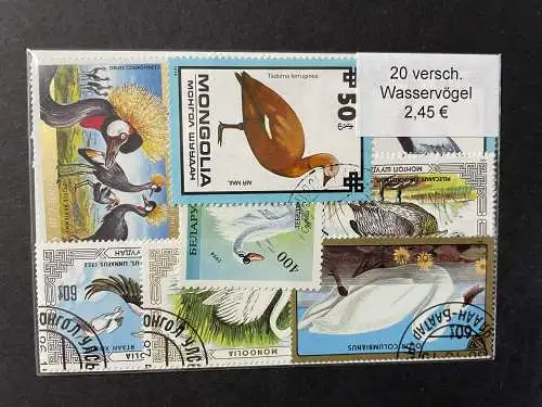 20 verschiedene Wasservögel Briefmarken, 20 different Water-birds stamps