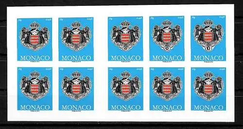 Monaco: Staatswappen, Markenheftchen10 Marken, postfrisch, #3084