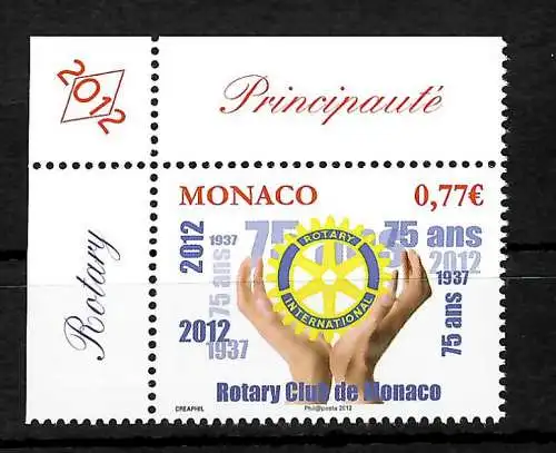 Monaco: 75 Jahre  Rotary Club Monaco, postfrisch